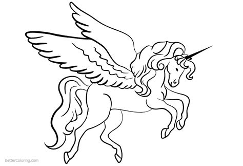 Unicorn Coloring Pages with Wings - Free Printable Coloring Pages