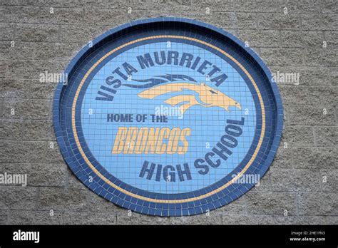 The Vista Murrieta High School logo is seen, Tuesday, Dec. 28, 2021, in Murrieta, Calif Stock ...