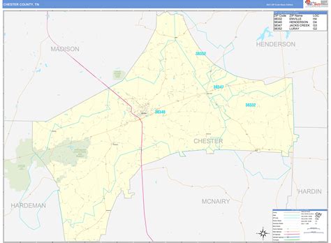 Chester County, TN Zip Code Wall Map Basic Style by MarketMAPS ...