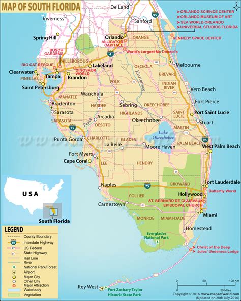 Reference Maps Of Florida, Usa - Nations Online Project - Map Of Southern Florida Gulf Side ...