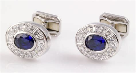 Harry Winston Sapphire Diamond Platinum Cufflink Stud Set at 1stDibs ...