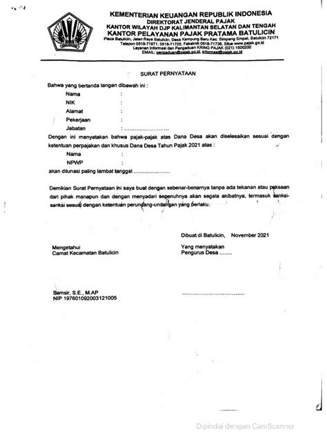 Surat Pernyataan KPP Pratama | PDF