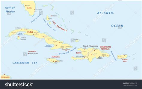 Greater Antilles Map Stock Vector 149501612 : Shutterstock