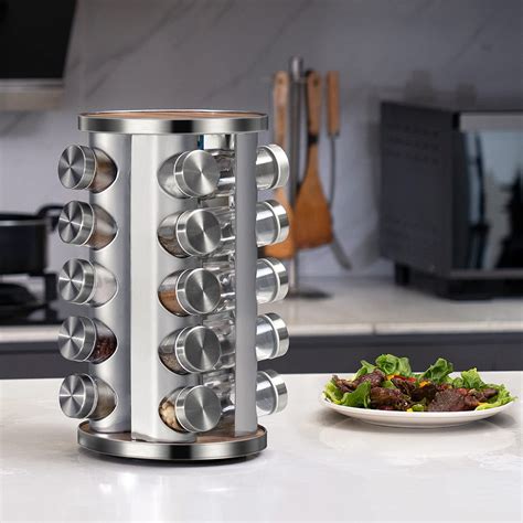 20 Piece Rotating Spice Rack Organizer - Complete Storage Solutions