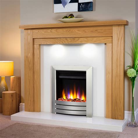 Cheltenham Solid Oak Electric Fireplace - Full Package | Oak Fire Surrounds