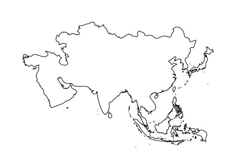 Black And White Printable Asia Map