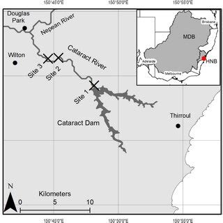 Map of study sites on the Cataract River and Cataract Dam, New South... | Download Scientific ...