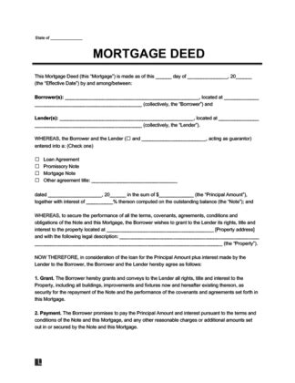 Create, Download and Print a Mortgage Deed | Legal Templates