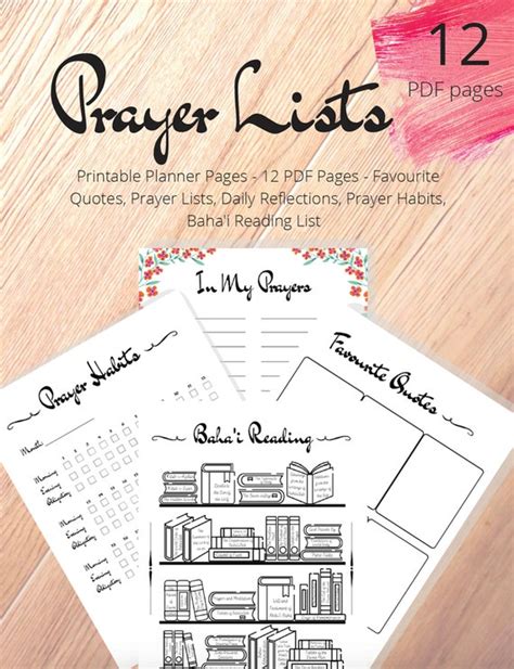 Baha'i Printable Bahai Prayers Prayer Planner Printable | Etsy