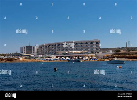 Mellieha, Malta 08-07-2022 view on the 4 star paradise bay beach resort hotel seen from the ...