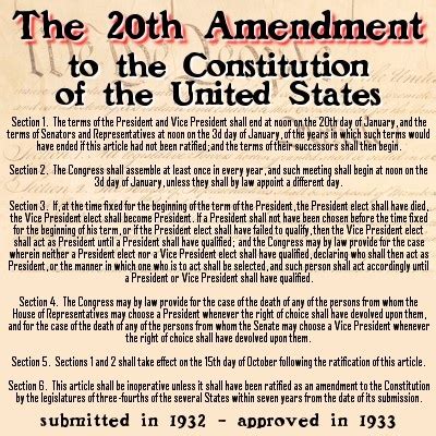 20th Amendment to the Constitution | World War 2 Facts