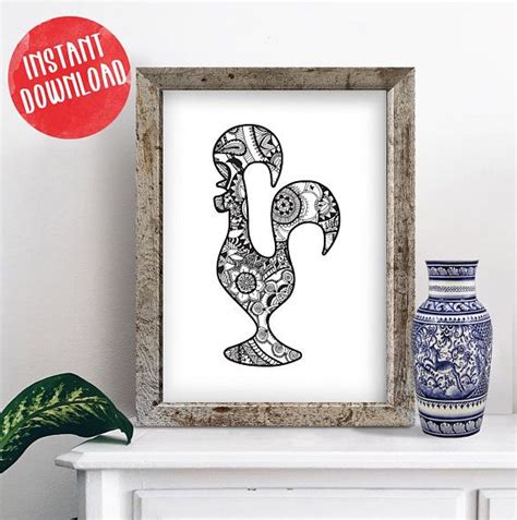 Barcelos Rooster Digital Poster, Portugal Traditional Symbol, Barcelos ...