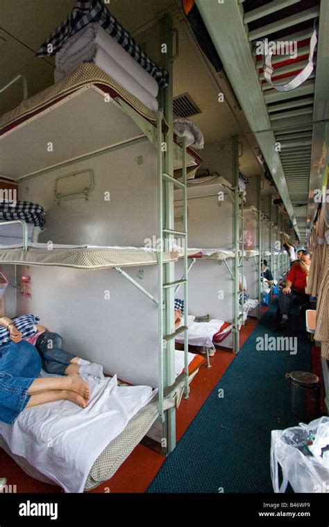 Inside a Hard Sleeper Compartment in a Chinese Passenger Train in China Stock Photo - Alamy