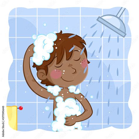 Boy take a bath with shower | Stock vector | Colourbox - Clip Art Library