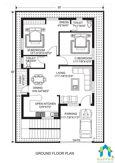 10 Modern 2 BHK Floor Plan Ideas for Indian Homes - Happho