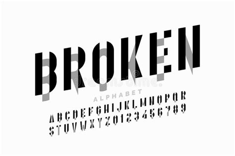 Broken style modern font stock vector. Illustration of injury - 188273338