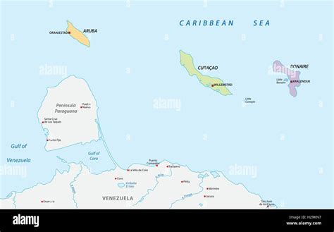 location map of the ABC islands in the Caribbean sea Stock Vector Image ...