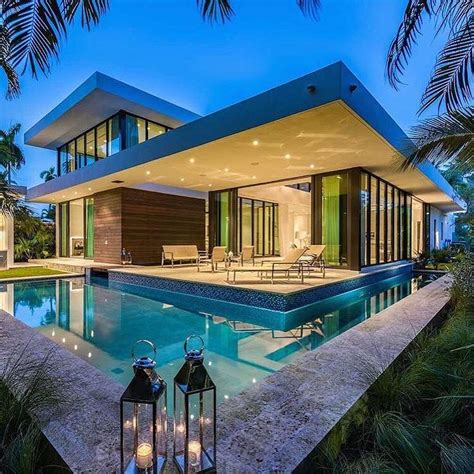 Modern Glass Wood 2 Story Pool House