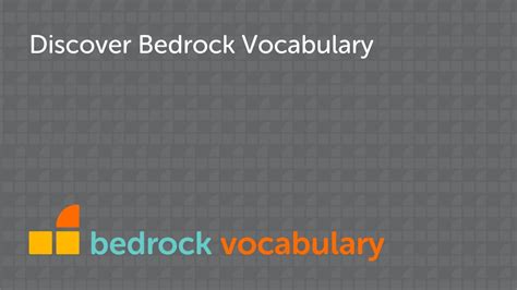 Introduction to Bedrock Vocabulary - YouTube