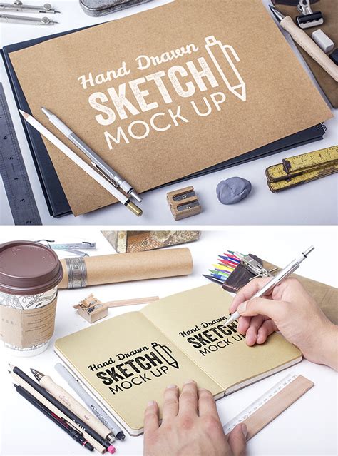 FREE 20+ Fantastic PSD Hand Drawn Sketch Book Mockups in PSD | InDesign | AI