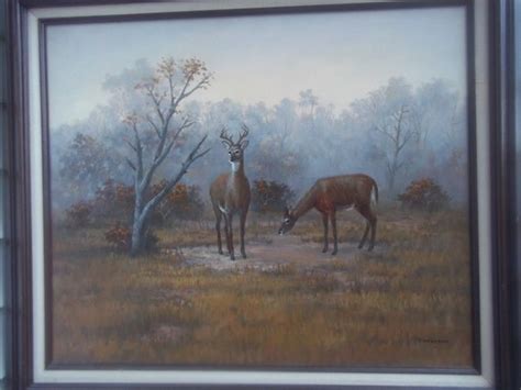 Original oil painting of two deer in a by KathleenDavisArtShop