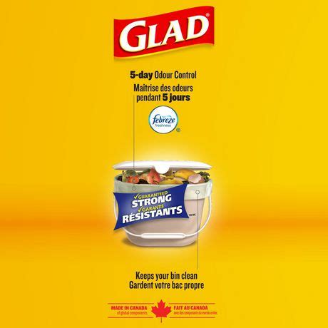 Glad 100% Compostable Bags - Small 10 Litres - Lemon Scent, 100 Trash Bags | Walmart Canada