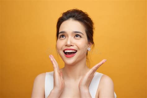 Surprised Face of Young Asian Woman Over White. Stock Photo - Image of mouth, touching: 94362920