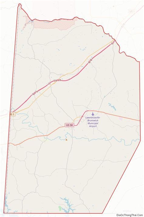 Street map of Brunswick County, Virginia | Map, Street map, Us map