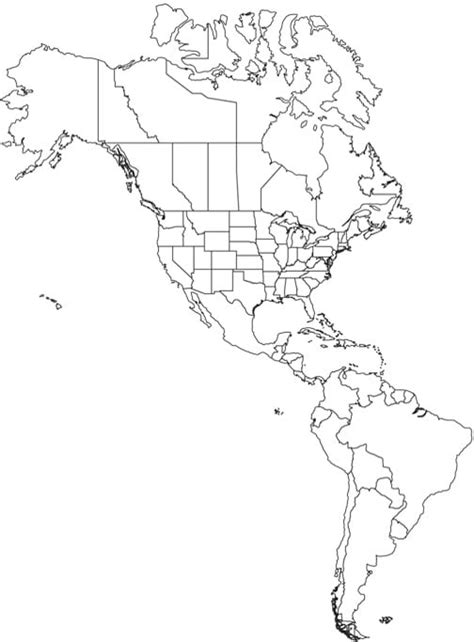 Map of America continent Coloring Page - Free Printable Coloring Pages