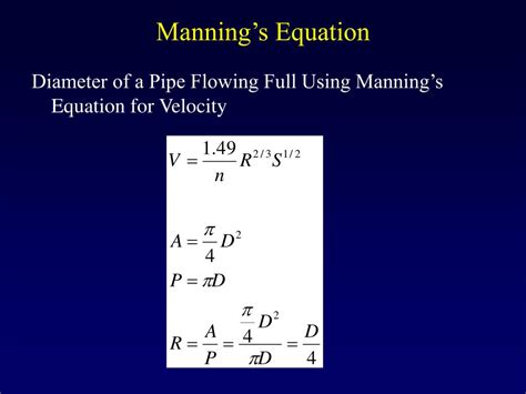 PPT - Module 3d: Flow in Pipes Manning’s Equation PowerPoint Presentation - ID:6601890