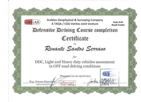 Defensive Driving Certificate | TUTORE.ORG - Master of Documents