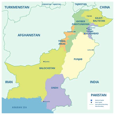 Pakistan Detailed Map with States 21549903 Vector Art at Vecteezy