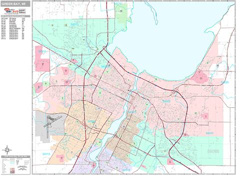 Green Bay Wisconsin Wall Map (Premium Style) by MarketMAPS