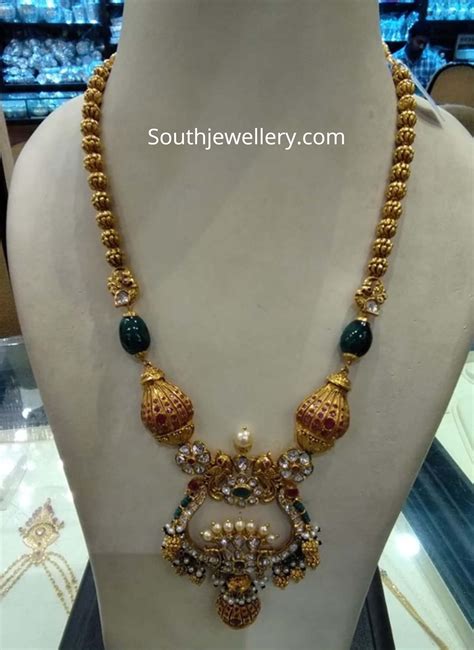 22k Gold Simple Long Necklace Designs - Indian Jewellery Designs