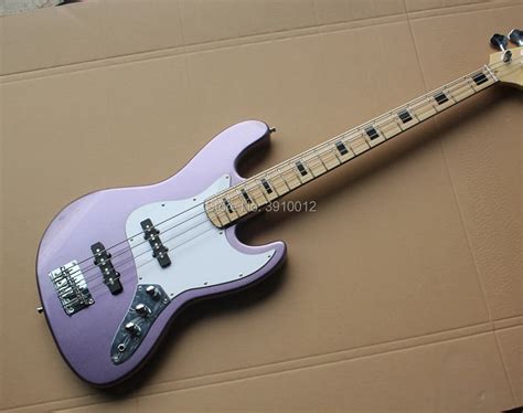 Factory custom Light Purple Electric Bass Guitar with White Pickguard,4 ...