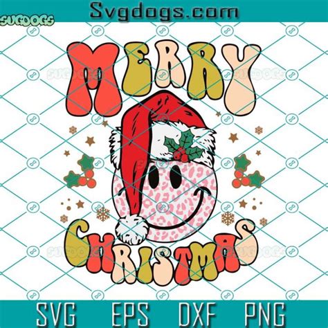 Merry Christmas Smiley Face SVG, Xmas Theme SVG, Smiley Face Merry ...