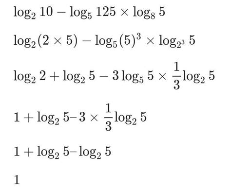 log 10 base 2 - log 125 base 5 × log 5 base 8 - Brainly.in