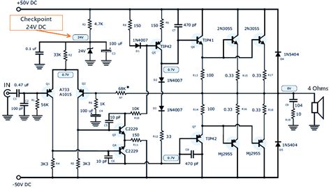 120W Power Amplifier + Power Supply - Circuit Scheme