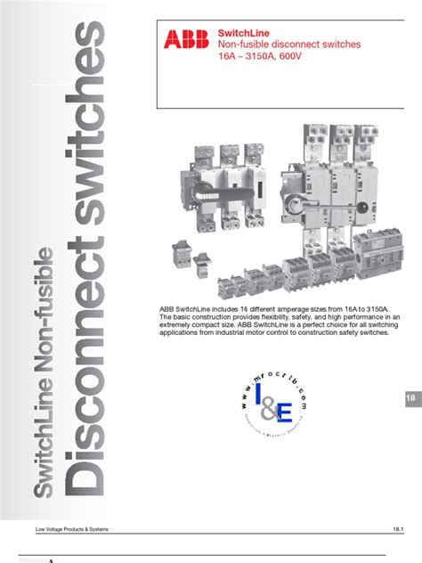 ABB SwitchLine, Non-Fusible Disconnect Switches | PDF | Switch ...