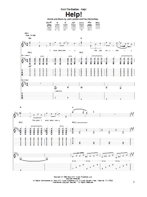 Help! by The Beatles - Guitar Tab - Guitar Instructor