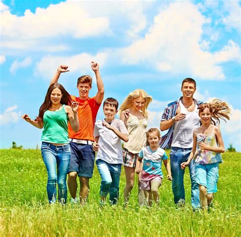 Group People Summer Outdoor. Stock Photo - Image of female, child: 37941938