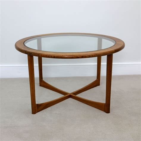 Mid Century Teak & Glass Round Coffee Table | #108753