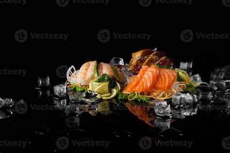 sushi on black background 6238868 Stock Photo at Vecteezy