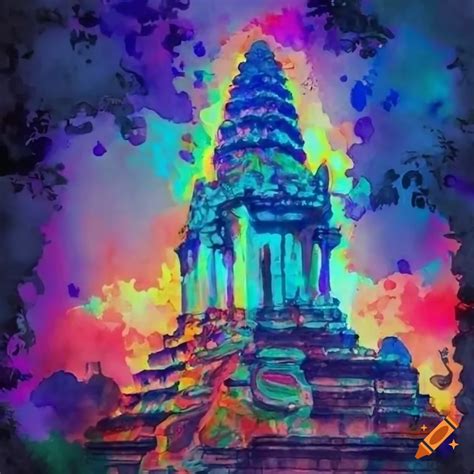 Glowing angkor wat temple in celestial light