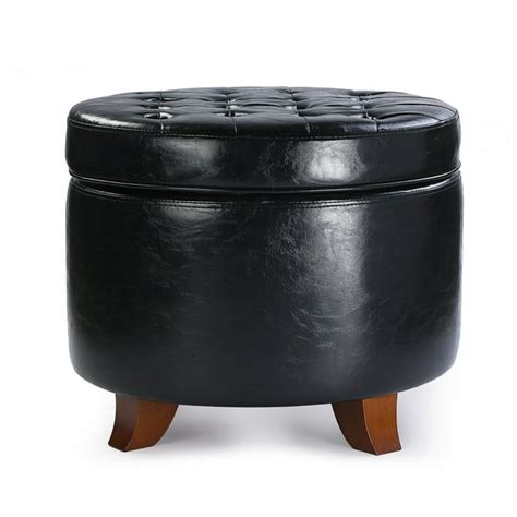 Enova Home Zola 18 Inches Modern Elegant Leather Round Storage Ottoman ...