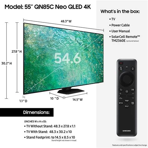 SAMSUNG 55-Inch Class Neo QLED 4K QN85C Series Neo Quantum HDR, Dolby Atmos, Object Tracking ...