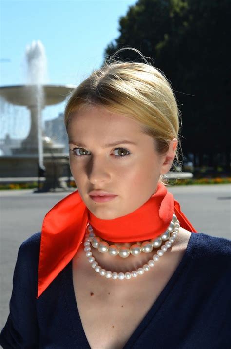 Red neck scarf, tied at back | Silk neck scarf, Ways to wear a scarf ...