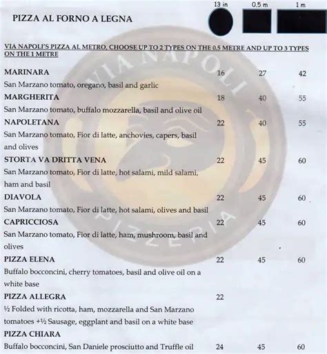 Via Napoli Pizzeria Menu, Menu for Via Napoli Pizzeria, Surry Hills, Sydney - Urbanspoon/Zomato