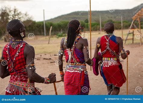 Masai in Traditional Colorful Clothing Showing Maasai Jumping Dance at ...