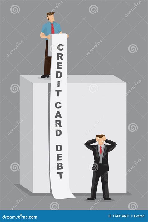 Long List of Credit Card Debt Cartoon Vector Illustration Stock Vector ...